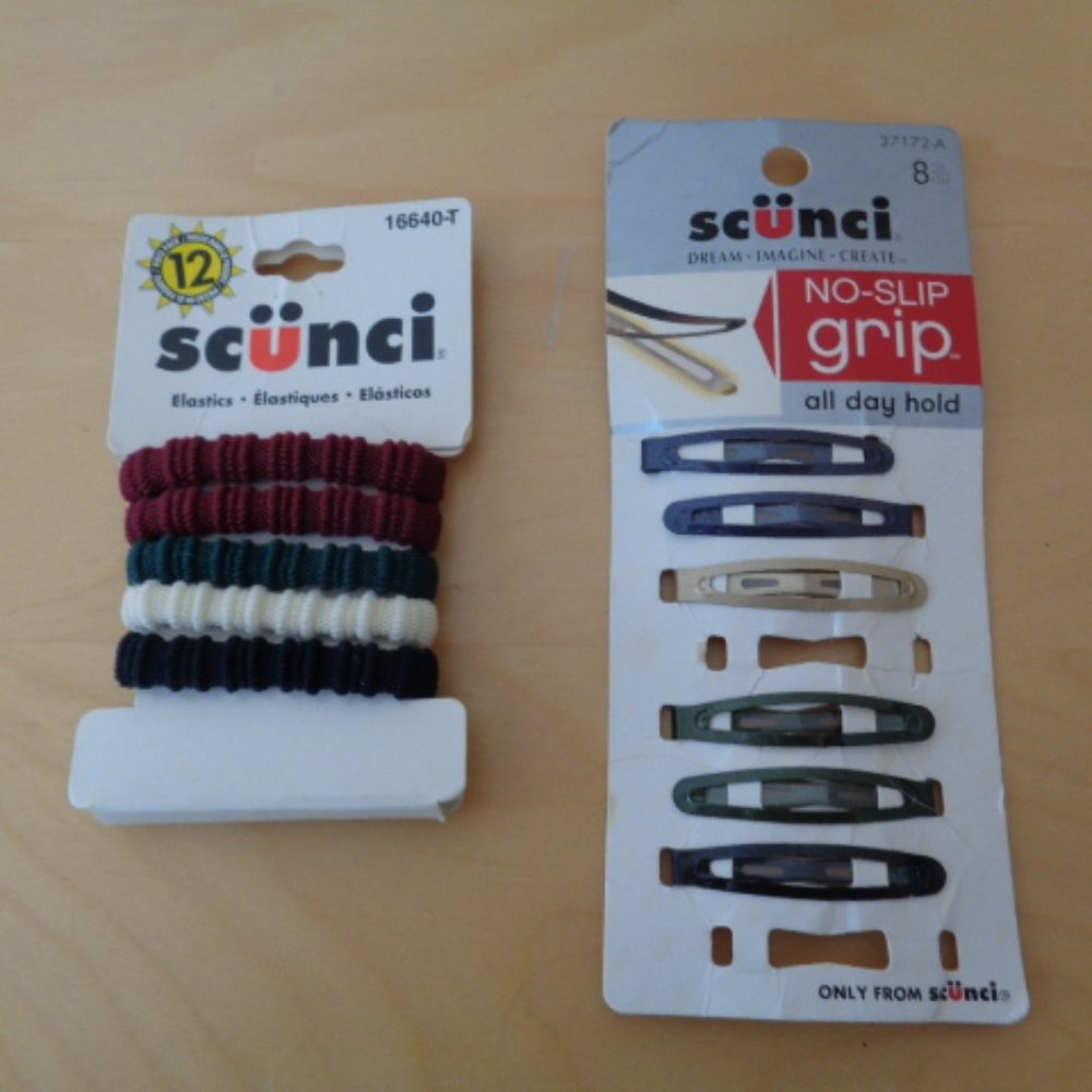 Scunci Hair Barrettes & Ponytail Holders 11 PC Bundle Set Multi-Color NEW